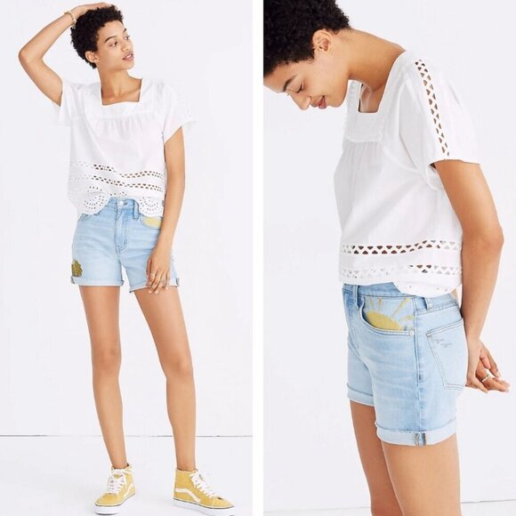 Madewell Sun Embroidered Edition Raw Edge High Rise Denim Shorts Taylor Swift 27 - Picture 5 of 16